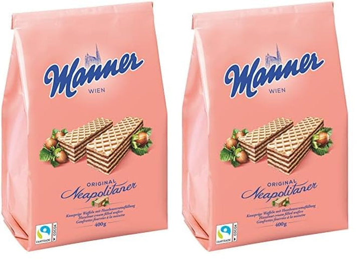 Manner Napolitans | Vafe crocante vegane cu cremă de alune | 1 pachet (400 g)