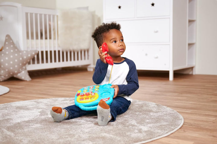 Simba 104010016 - Telefon colorat ABC, jucărie pentru copii, afișaj cu imagini rotative, melodie, telefon de joacă, telefon de învățare, cu sunete diferite, 20cm, abilități motorii, pentru copii mici, de la 6 luni Jucarii Bebe Naty Shop