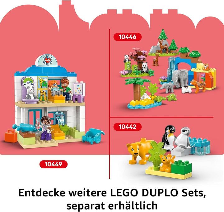LEGO DUPLO Town F1 Team Race Cars With Racers, jucărie de construit pentru întreaga familie, experiență de joacă imaginativă, cadou de ziua de naștere pentru copii mici, băieți și fete de la 2 ani 10445 Seturi de constructie Besuche den LEGO-Store