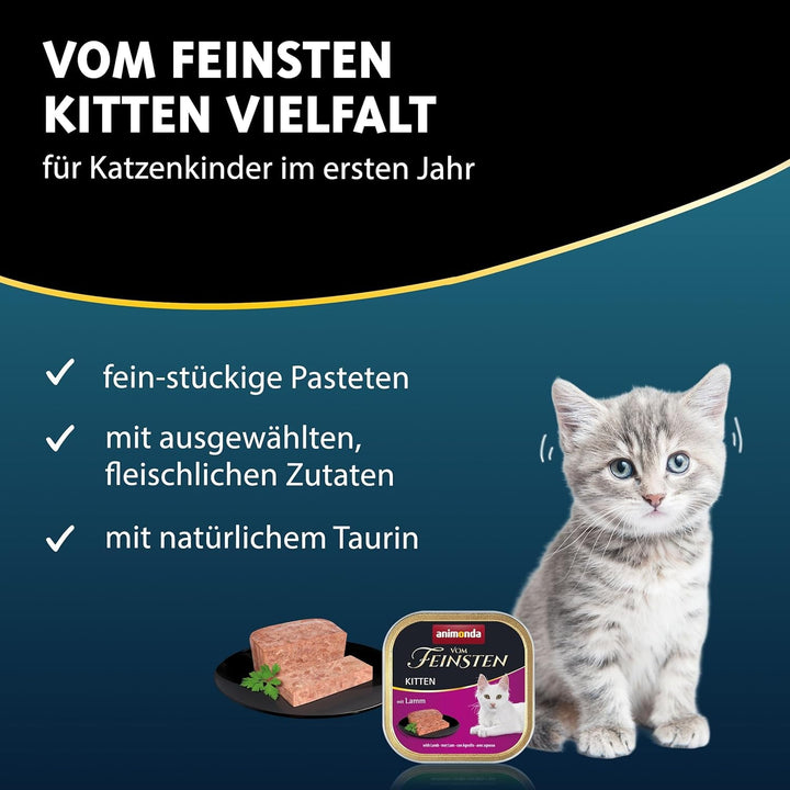 Animonda Vom Feinsten Kitten Variety For Kittens (32 X 100G), hrană umedă pentru pisici tinere, hrană pentru pisici fără cereale și zahăr, cu 100% ingrediente din carne proaspătă