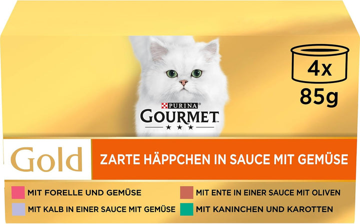 Gourmet Gold Tender Morsels in Sauce Hrană umedă pentru pisici, cu somon și pui, 12Pack (12 X 85G)