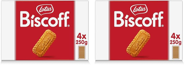 Lotus Biscoff | Biscuite Caramelizate Originale | Gust Crocant Unic | Vegane | Fără Arome sau Coloranți Adăugați | 4 x 250g | 1kg (Pachet de 2)