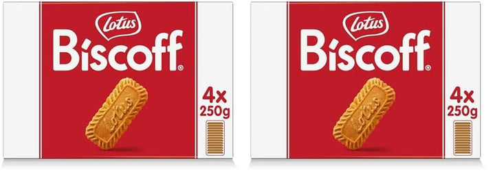 Lotus Biscoff | Biscuite Caramelizate Originale | Gust Crocant Unic | Vegane | Fără Arome sau Coloranți Adăugați | 4 x 250g | 1kg (Pachet de 2)