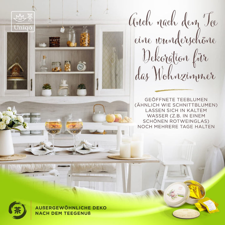 Set cadou cu flori de ceai cu 6 trandafiri de ceai, set de ceai cadou pentru femei | Idei originale de cadouri pentru Crăciun, ziua de naștere sau orice ocazie