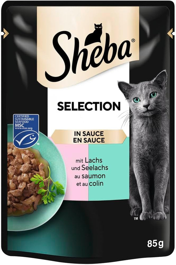 SHEBA Portion Pouch Hrană umedă pentru pisici Selection In Sauce With Salmon And Pollock Msc-Certified 28 X 85G