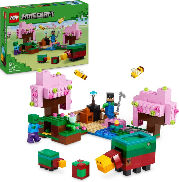 LEGO Minecraft Livada de cireși în floare, grădină de jucărie de explorat cu Sunny, Sniffer, Zombie și albine, cadou pentru gameri, pentru băieți și fete de la 8 ani 21260 Seturi de constructie Besuche den LEGO-Store Titlu implicit