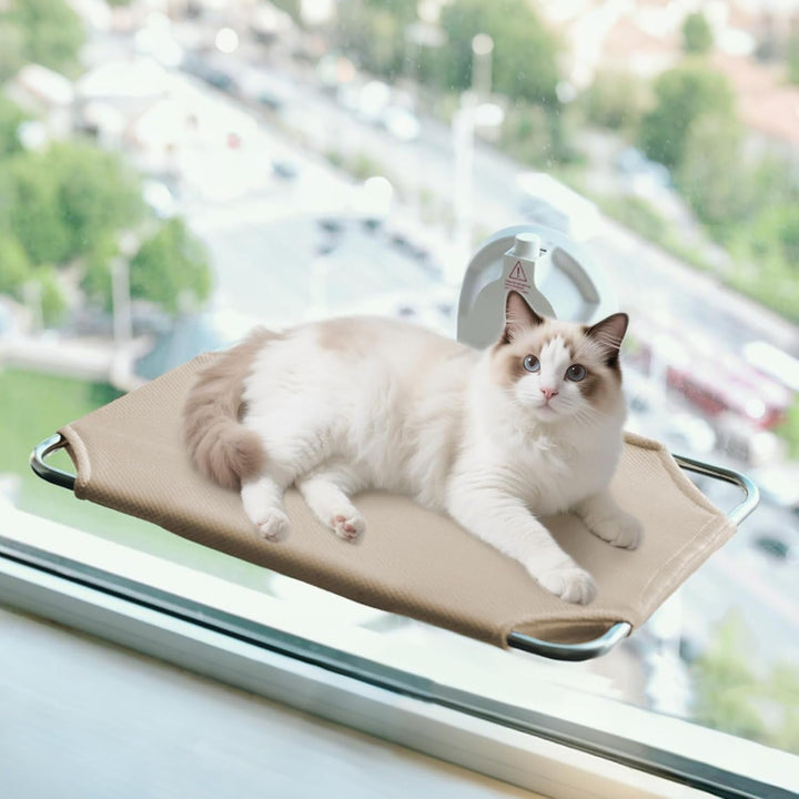 LORESJOY Șezlong pliabil pentru pisici, pat pentru pisici cu fereastră, hamac pentru pisici, hamac cu fereastră pentru pisici cu ventuză mare, șezlong pliabil pentru pisici, pat agățat până la 25 kg