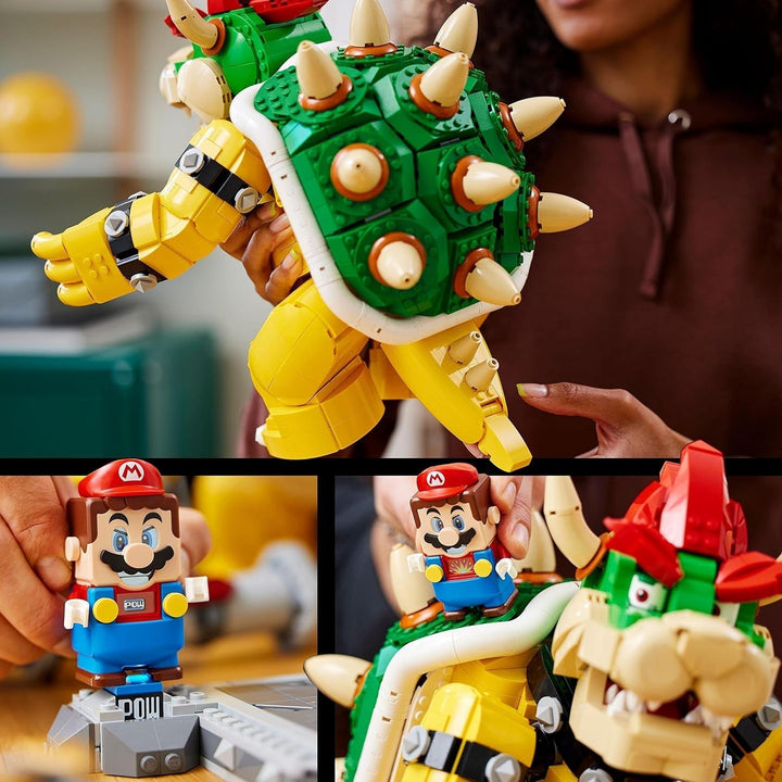 LEGO Super Mario The Mighty Bowser, kit model 3D, set mare cu figură mobilă de colecționat, inclusiv platformă de duel, idee de cadou pentru fani, de afișat ca decor pentru cameră 71411 Seturi de constructie Besuche den LEGO-Store