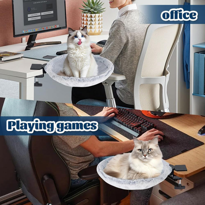 Pat pentru pisici - Hamac rotativ la 360°, Hamac robust pentru pisici cu cadru metalic, Pat și coș pentru pisici pentru dormit la birou și acasă