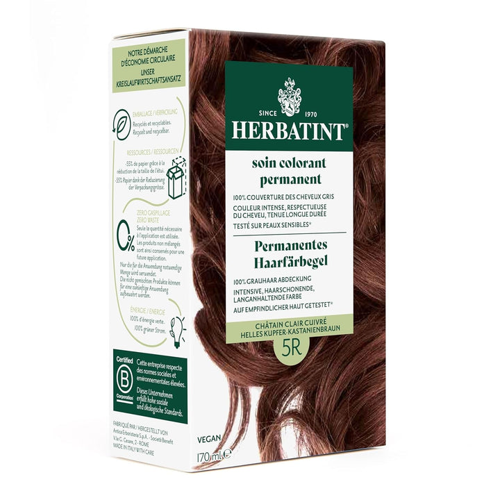 Gel pentru vopsirea permanentă a părului 6N blond închis - 170 ml I Fără amoniac, acoperire 100% a părului gri I Testat pe piele sensibilă, cu 8 extracte de plante Vopsea pentru par Naty Shop 5R Cupru deschis - maro castaniu
