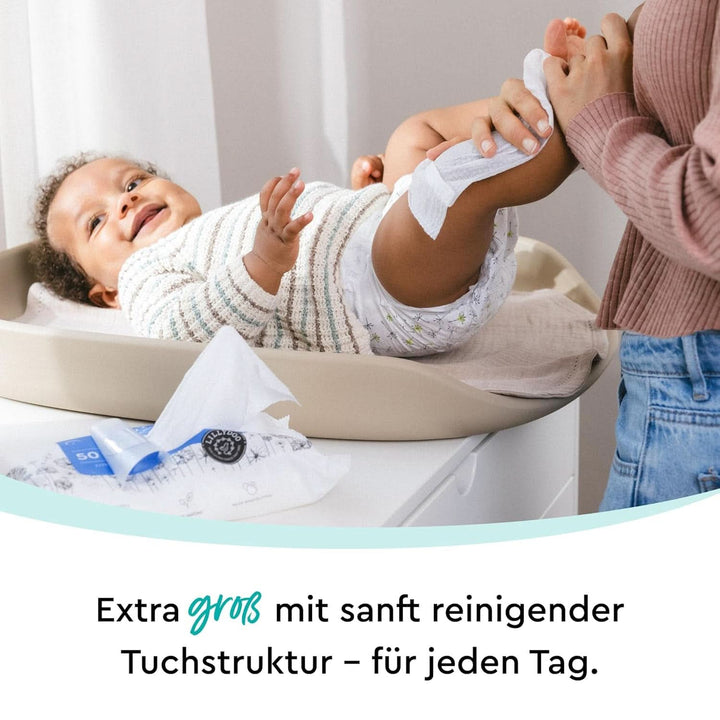 LILLYDOO Feuchte Waschtücher 350 Stück (7 X 50), 100% Plastikfrei, Extra Großes Tuch, Ohne Parfüme Naty Shop