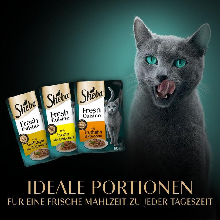 Sheba Portion Bag Wet Cat Food Multipack Fresh Cuisine Taste of Rome With Turkey And Chicken, 6X6X50G - Hrană fină pentru pisici făcută din curcan și pui