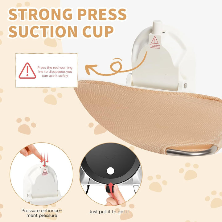 LORESJOY Șezlong pliabil pentru pisici, pat pentru pisici cu fereastră, hamac pentru pisici, hamac cu fereastră pentru pisici cu ventuză mare, șezlong pliabil pentru pisici, pat agățat până la 25 kg