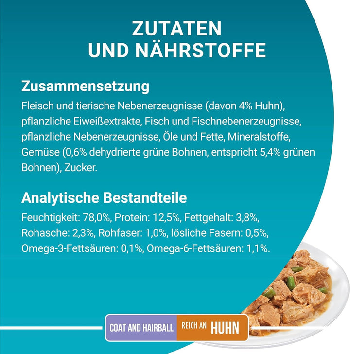 PURINA ONE Coat & Hairball Hrană umedă pentru pisici în sos, cu pui, pachet de 26 (26 X 85G)