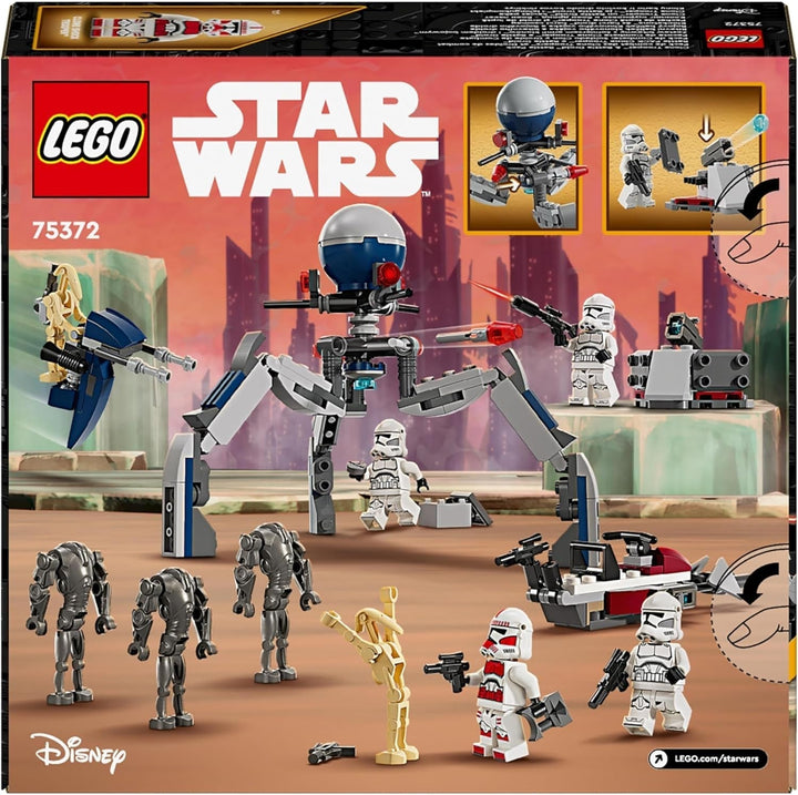 LEGO Star Wars 75372 Clone Trooper & Battle Droid Battle Pack, Incl. 4 minifigurine, 5 droizi și motocicletă speeder cu shooter - Jucărie de construcție pentru băieți și fete cu vârsta de peste 7 ani Seturi de constructie Besuche den LEGO-Store