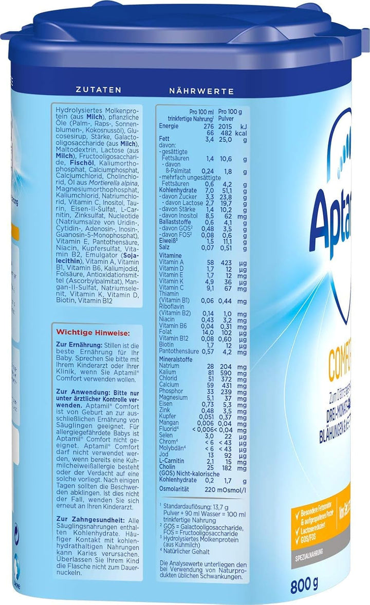 Aptamil Comfort – Hrană specială de la naștere, pentru colici, flatulență și constipație, 800 grame Naty Shop