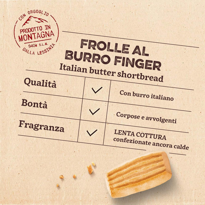 Frolle Al Burro Fingers. Biscotti Preparat Tradițional Come Una Volta. Ideali Come Fine Pasto Goloso, Ma Anche Da Abbinare Al the O Al Caffè. Confezione Da 150 G
