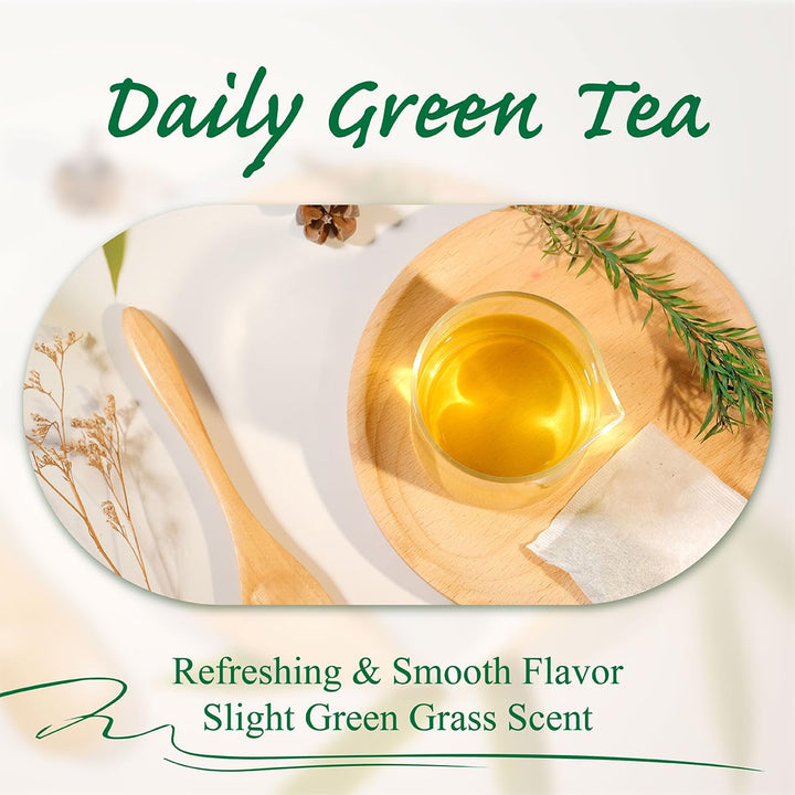WEETEE Pliculețe de ceai verde, 100 bucăți Pliculețe de ceai verde, ceai verde pur, super antioxidant | Pliculețe resigilabile | Preparare fierbinte sau rece