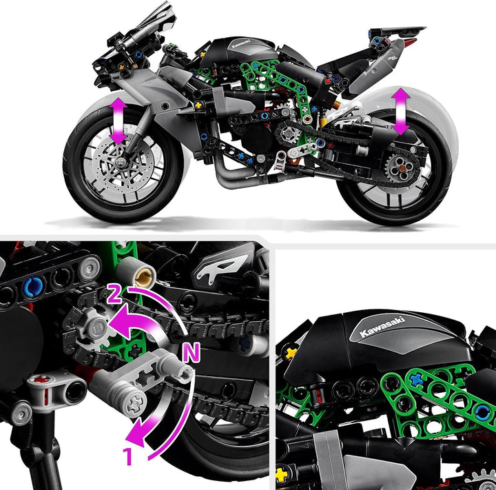 Motocicletă LEGO Technic Kawasaki Ninja H2R, cadou pentru copii și adulți pentru zile de naștere, decorare, jucărie, model pentru băieți și fete cu vârsta de 10+ 42170 Seturi de constructie Besuche den LEGO-Store