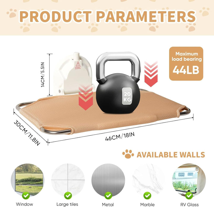 LORESJOY Șezlong pliabil pentru pisici, pat pentru pisici cu fereastră, hamac pentru pisici, hamac cu fereastră pentru pisici cu ventuză mare, șezlong pliabil pentru pisici, pat agățat până la 25 kg