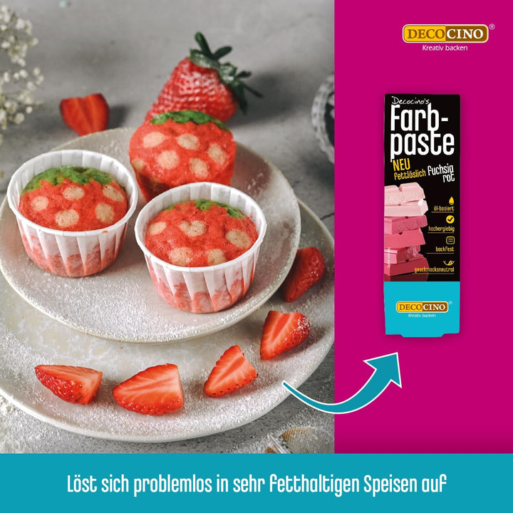 DECOCINO Pastă de colorare liposolubilă roșie - 15 g - Colorant alimentar pe bază de ulei, ideal pentru colorarea ciocolatei, cremei de unt, fondantului sau aluatului de prăjituri (Pachet de 3)