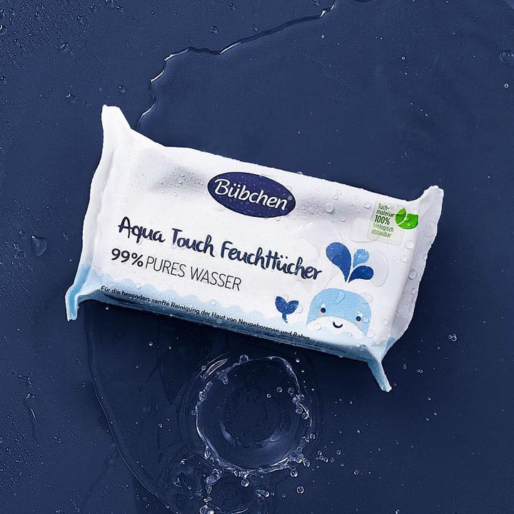 Bübchen Aqua Touch Feuchttücher, 144 Stück (3 X 48) – Sensitive Pflegetücher Mit 99% Purem Wasser, Feuchte Tücher Für Neugeborene Und Babys Naty Shop
