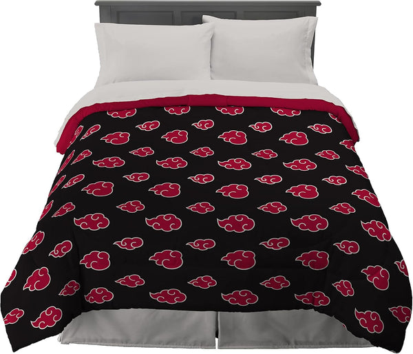 Franco Naruto Anime Akatsuki Pattern Lenjerie de pat moale microfibră Plapumă Queen, (produs oficial Naruto) Plapumi si pilote Naty Shop Naruto Regina