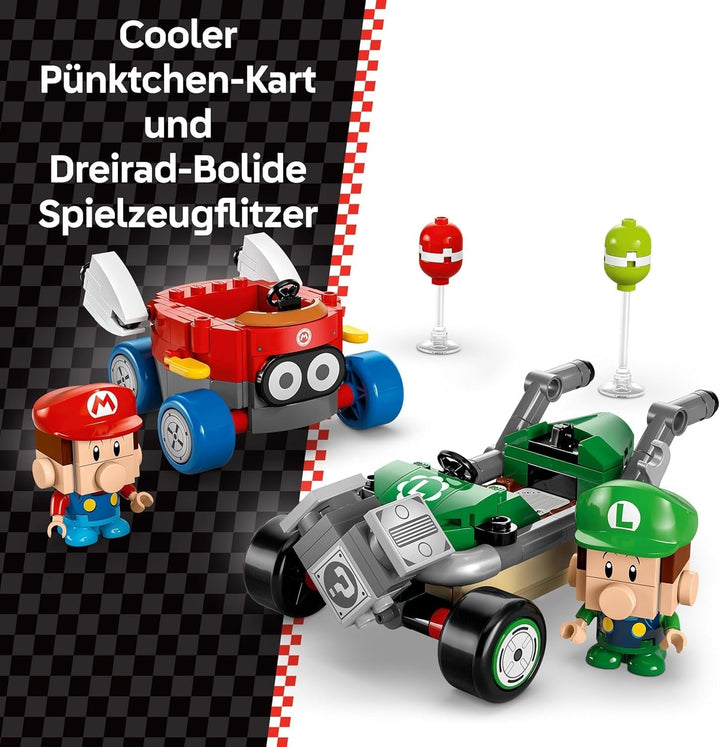 LEGO Mario Kart - Baby Mario Vs. Baby Luigi, figuri Nintendo de colecționat, 2 vitezomani de jucărie construibile, cadou pentru băieți, fete și gameri cu vârsta peste 8 ani, jucărie de aventură 72034 Seturi de constructie Besuche den LEGO-Store