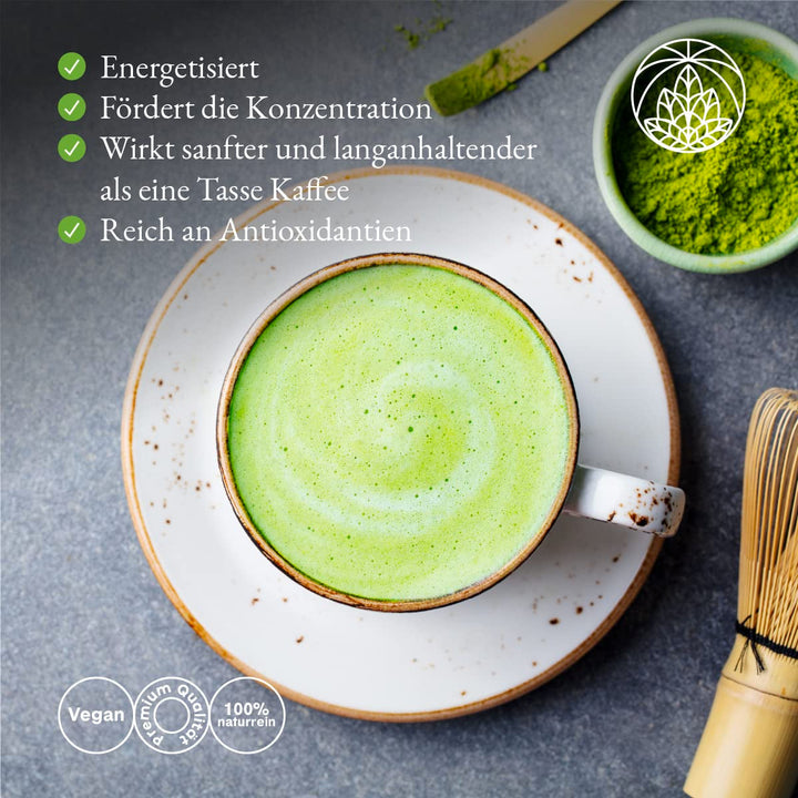 Pudră Matcha Bio Monte Nativo (100G) - Ceai Matcha pentru Latte - Ceai verde premium - 100% natural și fără aditivi