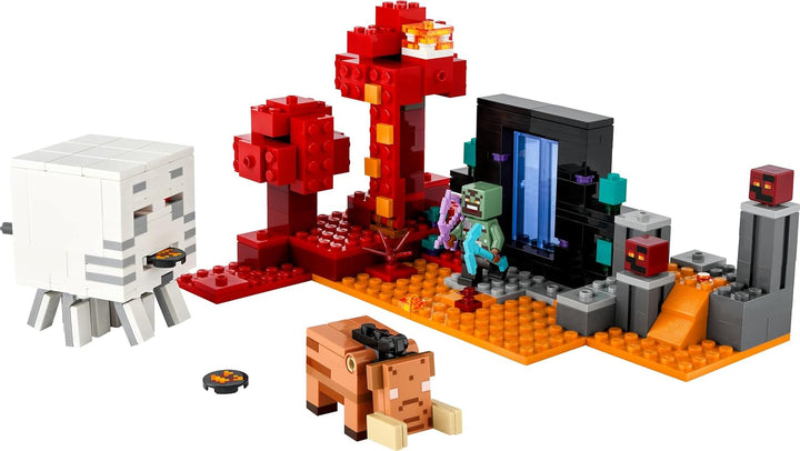 LEGO Minecraft Ambush la portalul Nether, jucărie de jocuri în Nether pentru copii cu scene de luptă și figuri legendare, inclusiv Ghast, cadou pentru băieți și fete gamer de la 8 ani 21255 Seturi de constructie Besuche den LEGO-Store