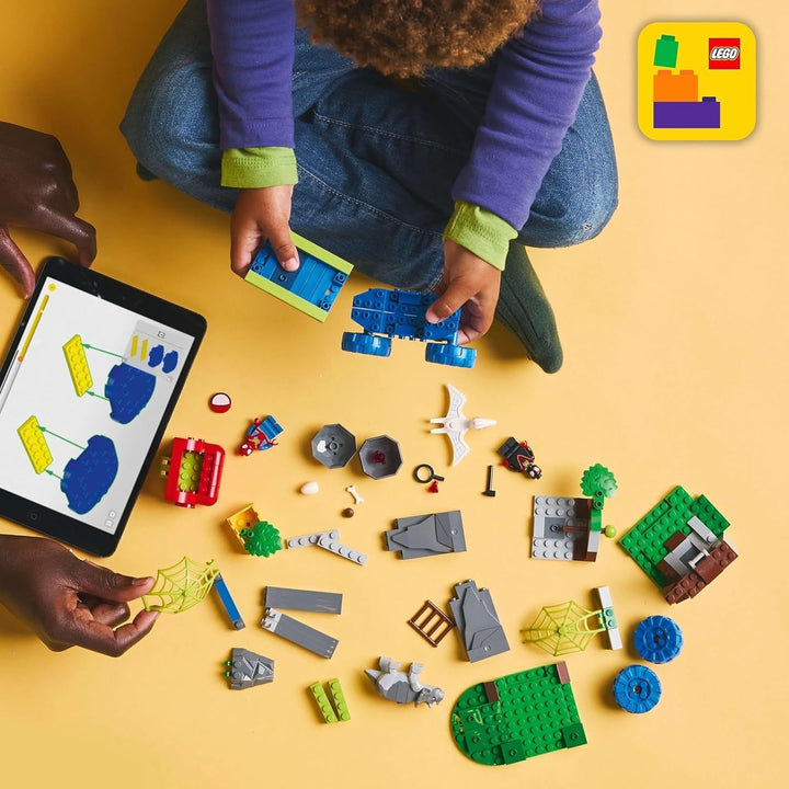 LEGO Marvel Echipa lui Spidey într-o misiune de salvare în camionul Dino, mașină de jucărie construibilă pentru supereroi, set de aventură pentru copii 4+, Spidey și super prietenii săi 11199 Seturi de constructie Besuche den LEGO-Store