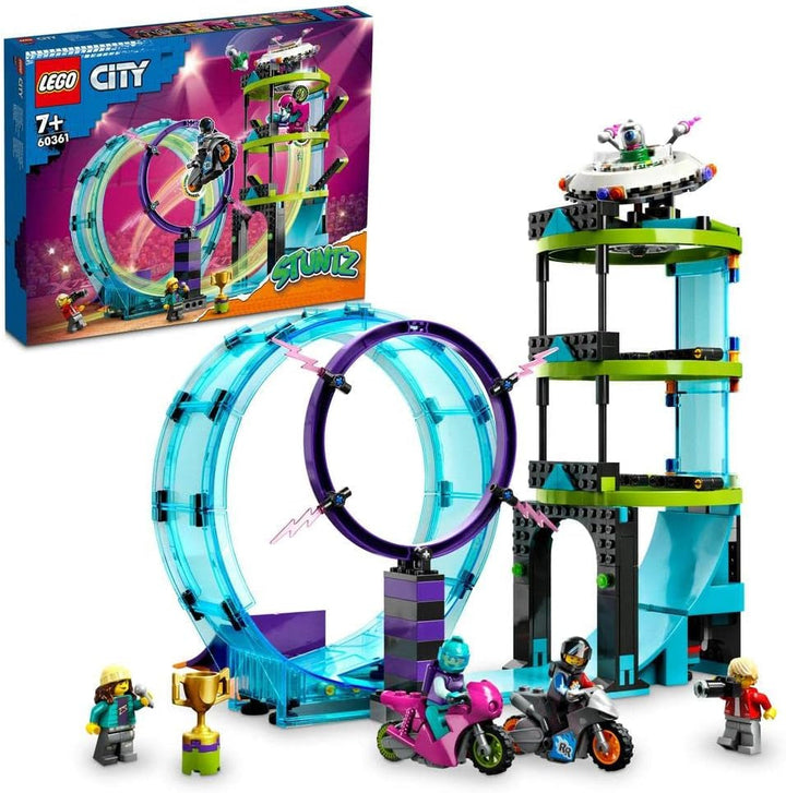 LEGO 60361 City Stuntz Ultimate Stunt Rider Challenge, cascadorii 3In1 pentru 1 sau 2 jucători, cu 2 motociclete de jucărie cu volan pentru copii, set 2023 Seturi de constructie Besuche den LEGO-Store Singur