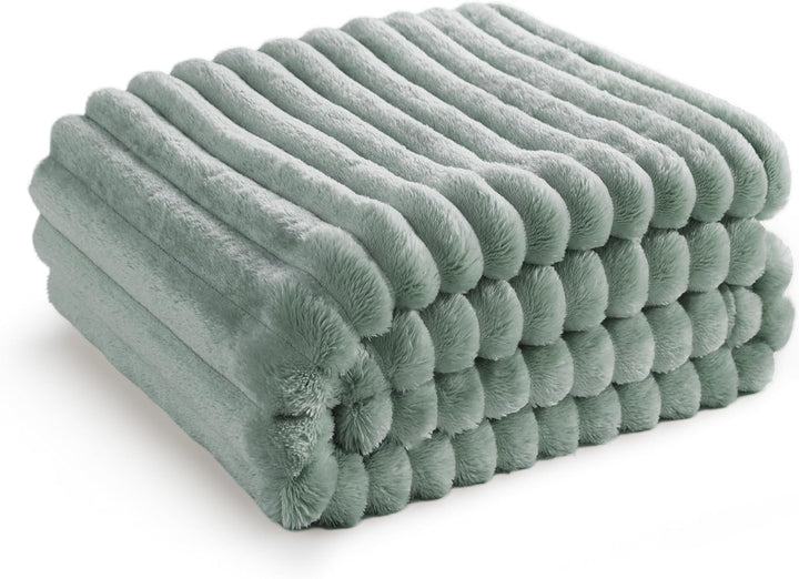 BEDSURE Sage Green Fleece Throw Blanket pentru canapea - pături confortabile super moi pentru femei, pătură mică drăguță pentru fete, 127 X 152 Cm Paturi si Cuverturi Besuche den BEDSURE-Store Salutări Aruncare (50" X 60")