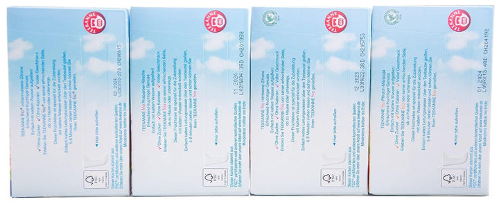 Teekanne Frio pachet de 4, rubarbă-cireșe, coacăze-lămâie, zmeură-lămâie, piersică-maracuja (4 x 45 g)