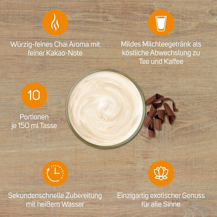 KRÜGER YOU Chai Latte Ciocolată, preparat instant pentru băuturi cu lapte, aromatizat cu ciocolată, 250 g (10 pliculețe de 25 g)