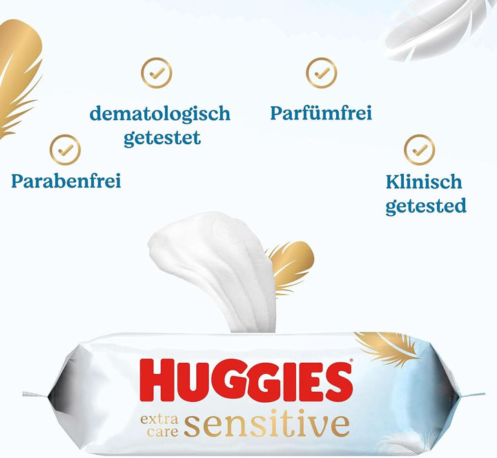 Huggies Pure Extra Care Sensitive Baby-Feuchttücher, Für Den Ganzen Körper, 99 % Reines Wasser, Parfümfrei, 8 X 56 Tücher, Monatsbox Naty Shop