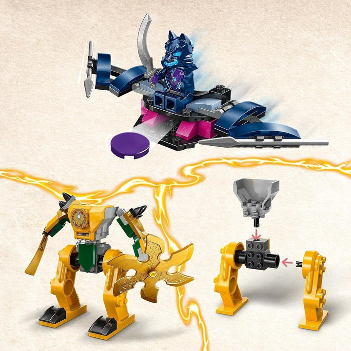 LEGO NINJAGO Arin's Battle Mech, jucărie Ninja pentru copii cu vârsta de peste 4 ani Cu figuri Incl. Arin cu mini katana, figurine de acțiune și mech-uri, cadou mic pentru băieți și fete 71804 Seturi de constructie Besuche den LEGO-Store