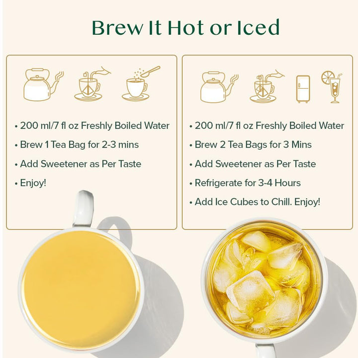 VAHDAM, ceai verde din Himalaya (30 pliculețe de ceai piramidale) 100% pur și aromat | Ceai verde natural cu frunze întregi | Proaspăt și direct de la sursa din India | Se prepară fierbinte sau rece