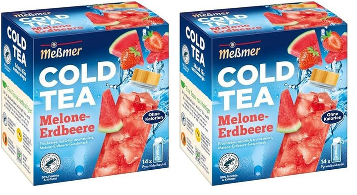 Meßmer Cold Tea Trinkpause Zmeură | Ceai de fructe, aromatizat natural, cu gust de zmeură | Ediție limitată | Pentru infuzie rece | 14 pliculețe piramidale
