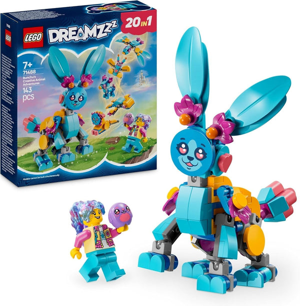 LEGO Dreamzzz Bunchus Creative Animal Adventures, iepuraș de jucărie pentru copii, 20-In-1 Fantasy Playset cu Minifigure Izzie, cadou pentru fete și băieți de la 7 ani 71488 Seturi de constructie Besuche den LEGO-Store Titlu implicit
