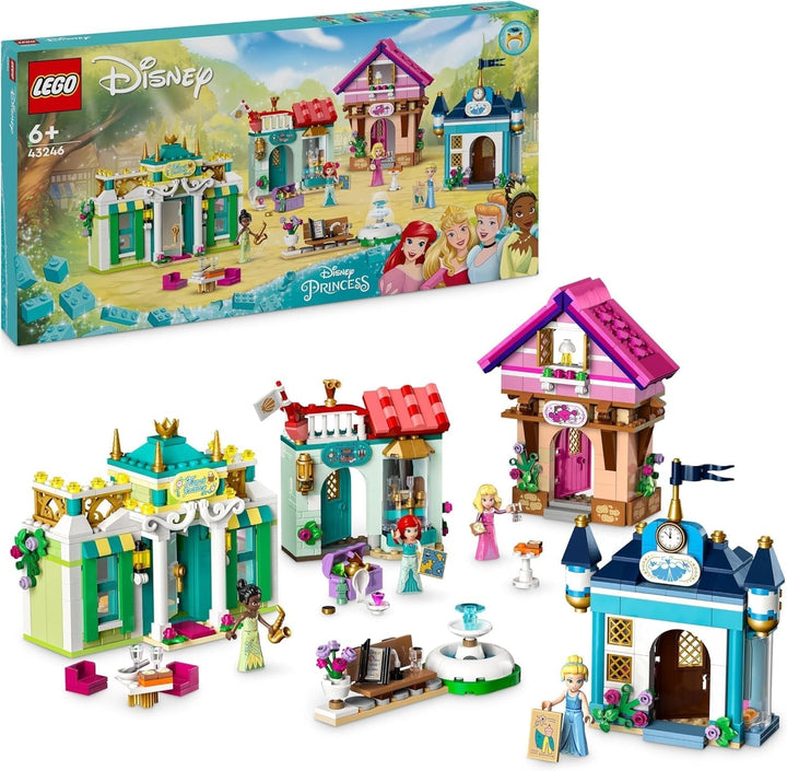LEGO Disney Princess: Disney Princess Adventure Market, casă de jucărie cu 4 păpuși, inclusiv Cenușăreasa și Ariel, Playset cu harta comorii, cadou pentru fete și băieți de la 6 ani 43246 Seturi de constructie Besuche den LEGO-Store Singur