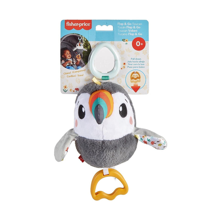 FISHER-PRICE Flap & Go Toucan - Jucărie de pluș pentru cărucior, promovează abilitățile motorii fine și senzoriale, pentru nou-născuți de la naștere, HNX66 Jucarii Bebe Naty Shop