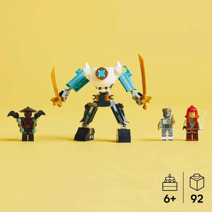 LEGO NINJAGO Zane's Action Mech - Jucărie ninja cu 3 minifigurine pentru jocuri de rol - Set mic de construit și jucat pentru copii - Idee de cadou pentru băieți și fete de la 6 ani 71827 Seturi de constructie Besuche den LEGO-Store
