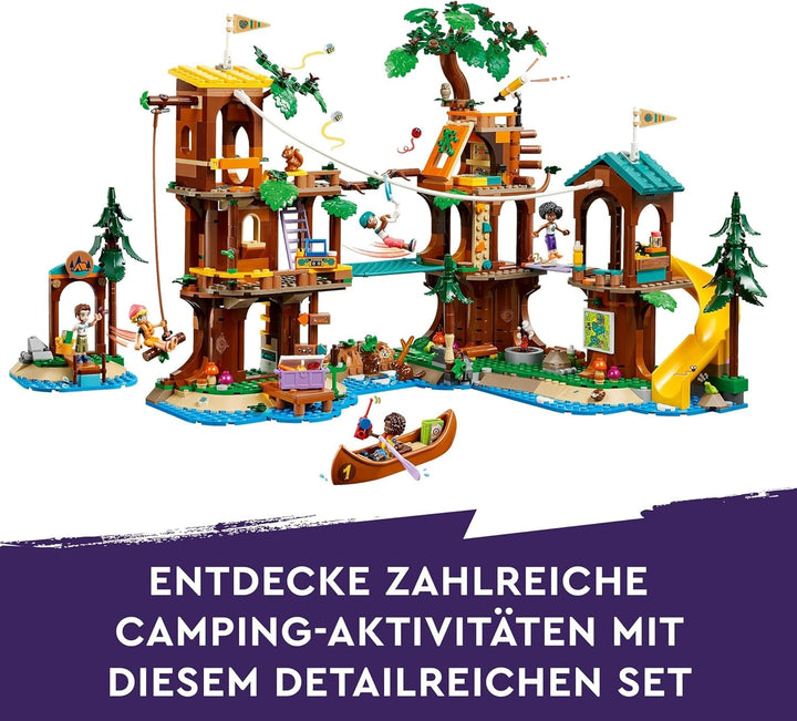 LEGO Friends Tree House At Adventure Camp, set de joacă pentru fete și băieți de la 8 ani cu 5 figurine și 5 animale, idee de cadou pentru jocuri creative, jucării sportive, casă de păpuși 42631 Seturi de constructie Besuche den LEGO-Store