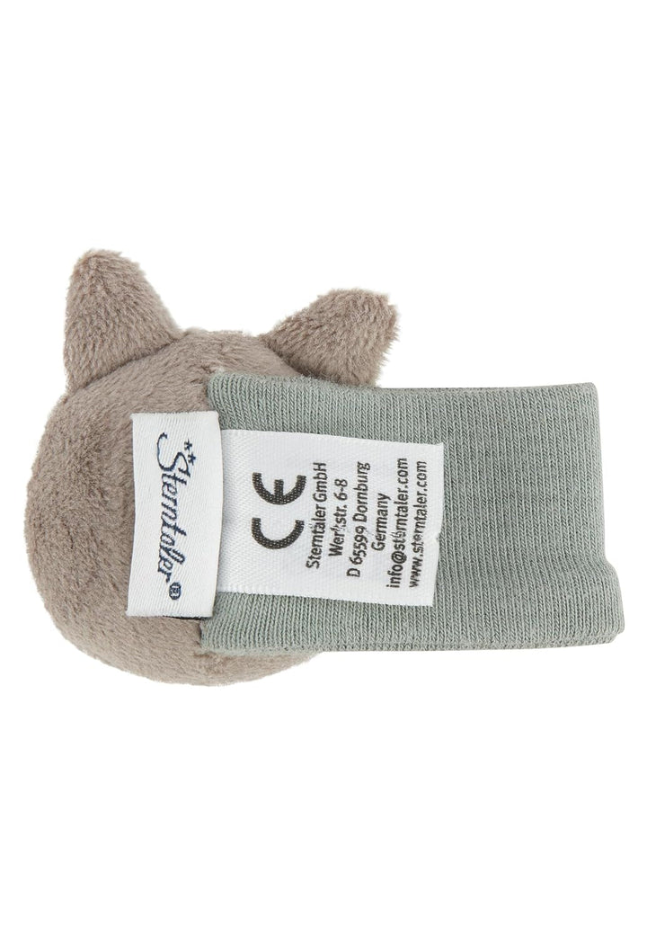 Sterntaler braț zornăitor pisică Lilly - zornăitor pentru copii din țesătură moale - zornăitor pentru încheietura mâinii cu bandă elastică - jucărie pentru copii pentru joacă, îmbrățișare și zornăit, gri Jucarii Bebe Naty Shop