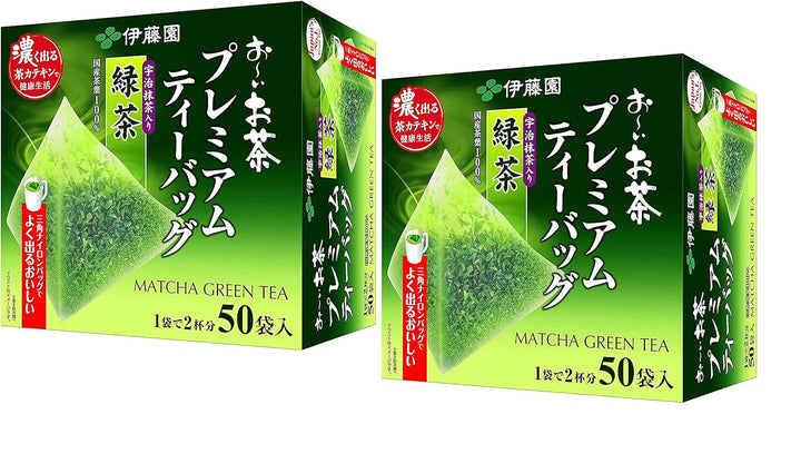Itoen O ～ I Ocha Ceai verde Matcha Premium, ceai verde japonez Ryokucha cu Matcha Uji, pliculețe de ceai de 1,8 g, pachet cu 2 cutii (total 100 pliculețe), fabricat în Japonia