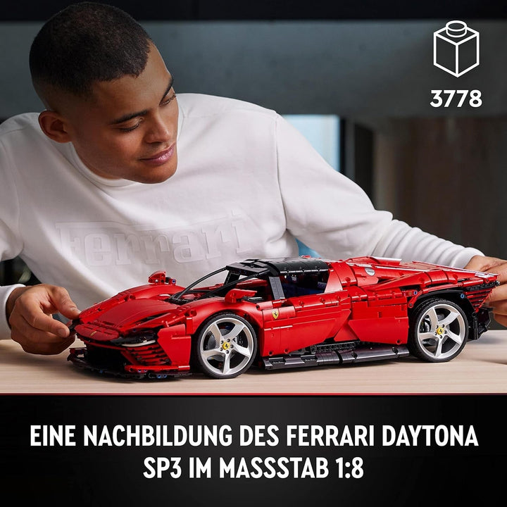 Kit machetă LEGO Technic Ferrari Daytona SP3 la scara 1:8, Mașină super sport roșie, Obiect de colecție machetă de mașină extinsă, Ultimate Car Concept 42143 Seturi de constructie Besuche den LEGO-Store
