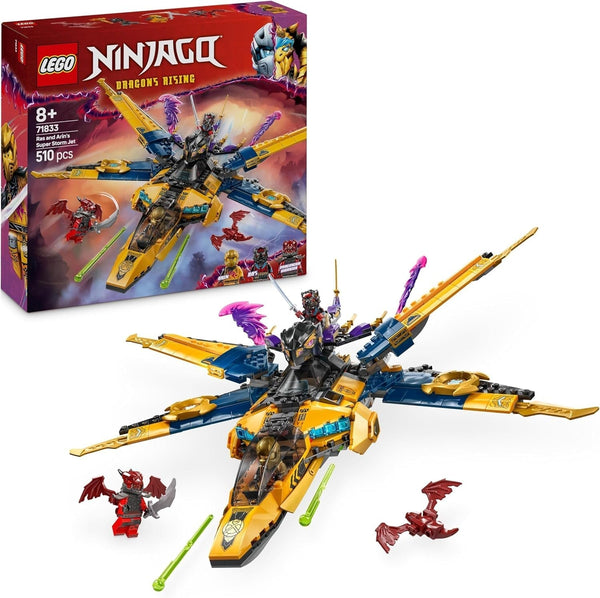 LEGO NINJAGO Super Storm Flyer al lui Ras și Arin - Jucărie cu dronă, tragătoare, lame și motoare - Incl. 3 minifigurine pentru jocuri de rol Ninja - Set de construcție pentru băieți și fete de la 8 ani 71833 Seturi de constructie Besuche den LEGO-Store Titlu implicit