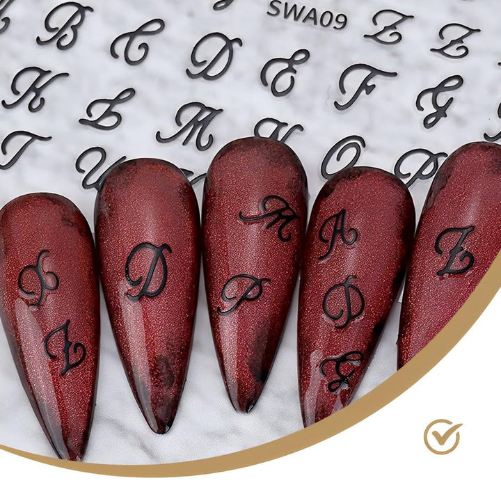 7 Blätter 3D Alphabets Nagelsticker Nagelfolie Selbstklebend Buchstaben Aufkleber Nägel Zubehör Nagelaufkleber Klebebuchstaben Aufkleber Selbst Gestalten Letter Letters Nail Art Stickers