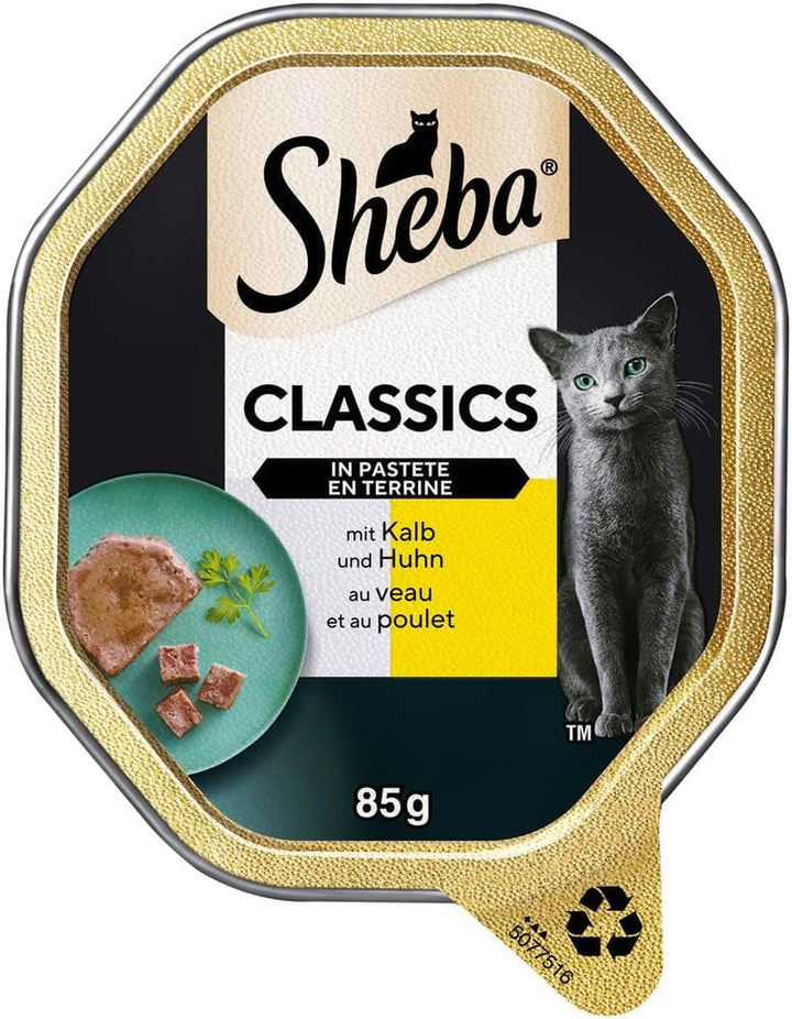 SHEBA Bowl Hrană umedă pentru pisici Clasici în pateu cu somon 2 X 11 X 85G